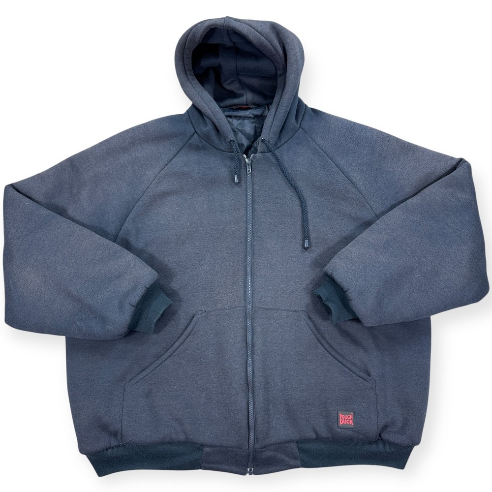 Tough‎ Duck Jacket Men's 3XL Gray Quilted Lined Softshell Hooded Workwear